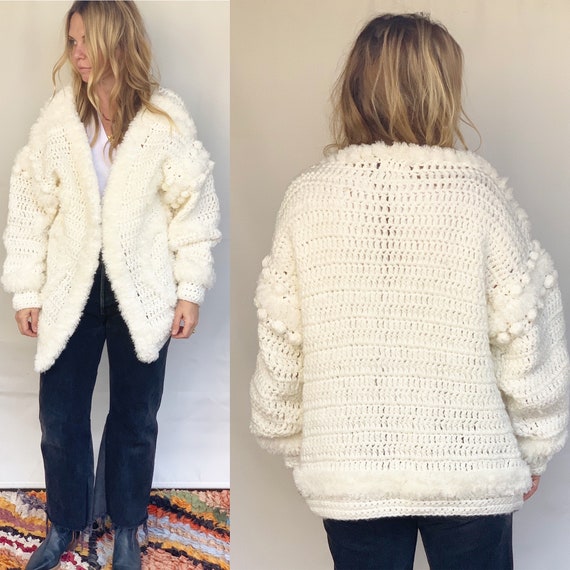 Vintage Chunky Bubble Knit Cardigan , Chunky Overs