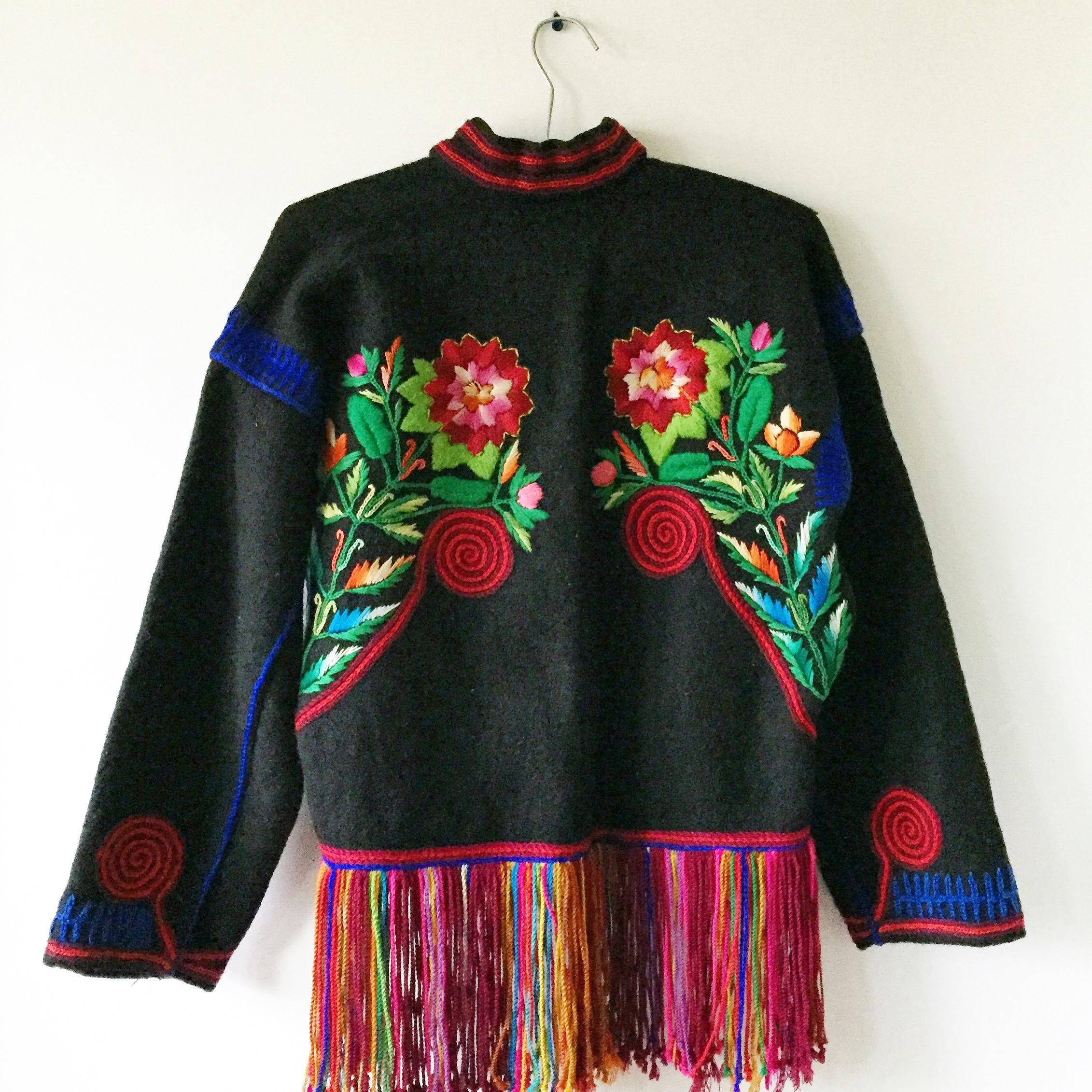 Vintage Embroidered Wool Guatemalan Bolero , Embroidered Ethnic Jacket ...