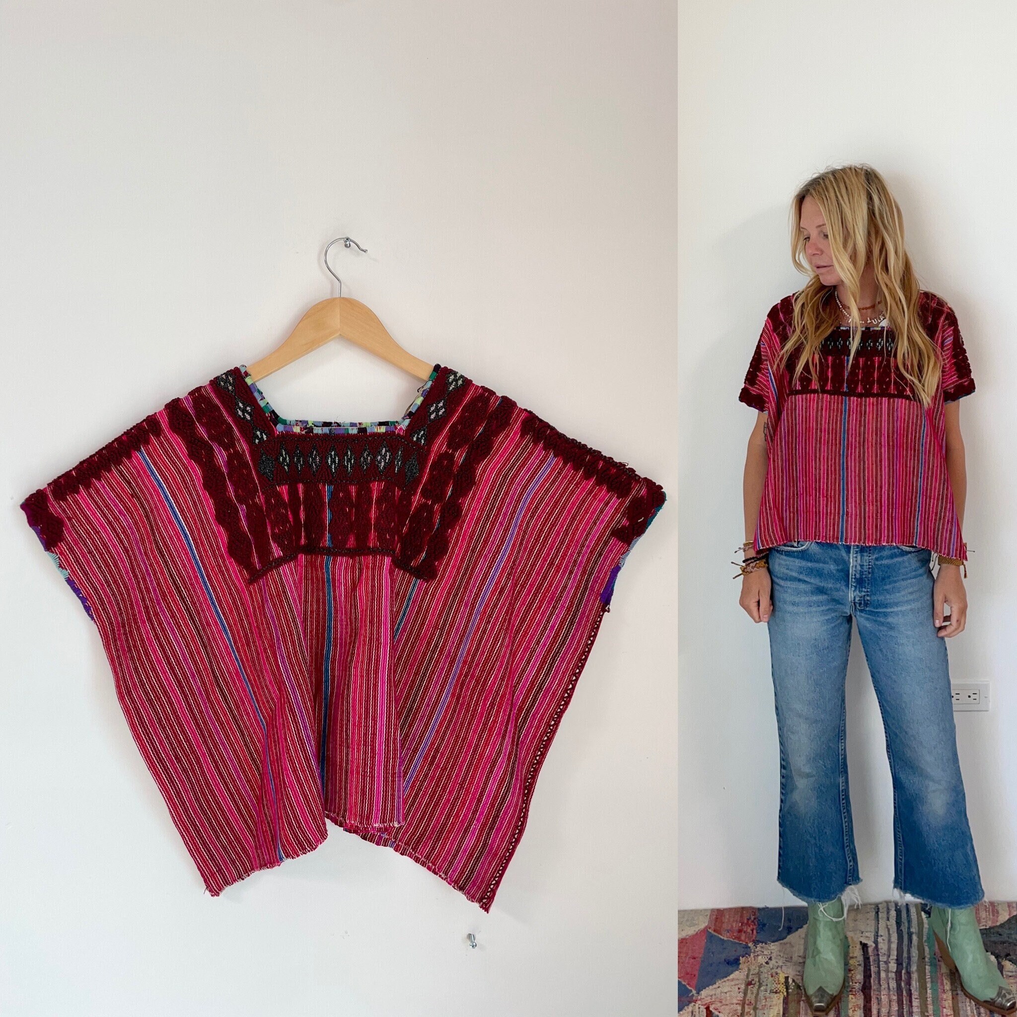 Vintage Huipil Top, Huipil blouse , Embroidered Mexican Top ...