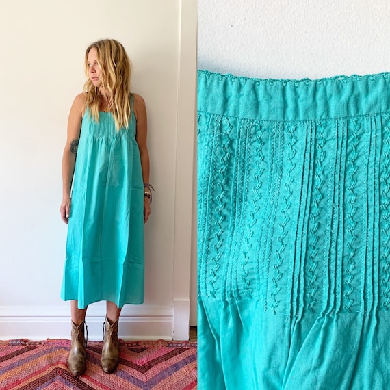Vintge 70s ADINI Indian Strapy Dress , Indian Sun