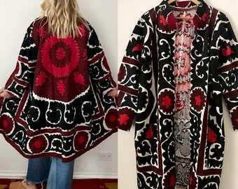 Vintage Embroidered Coat, Uzbek Embroidered  Coat , Embroidered Ethnic  Duster , Fully Embroidered Tribal Jacket , Suzani Duster Coat