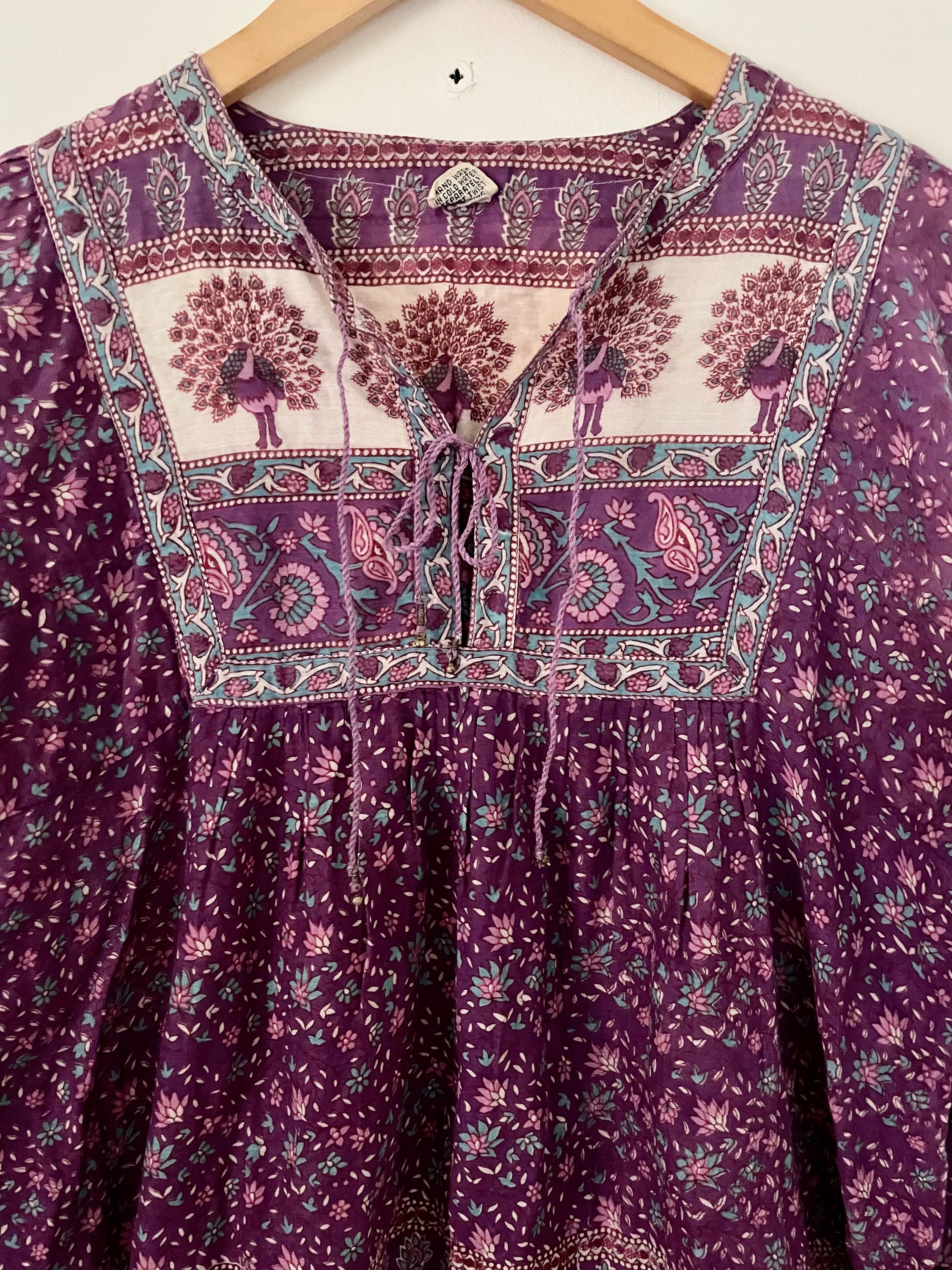 Vintage Indian Cotton Gauze Blouse , Gauze Top , Block Print India Blouse