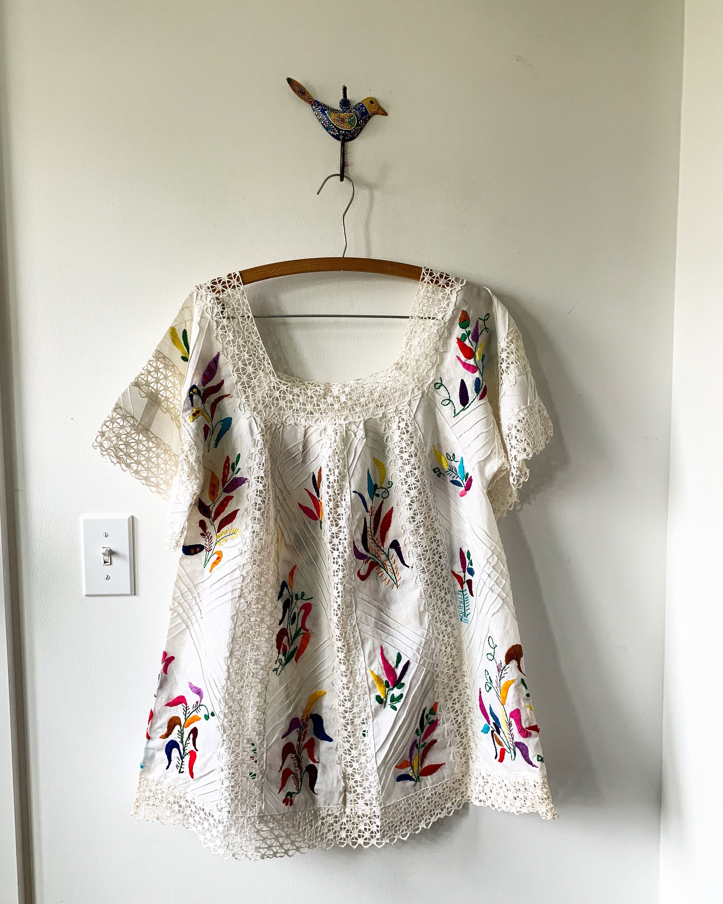 Vintage Hand Embroidered Mexican Blouse , Mexican Tunic Top , Ethnic ...