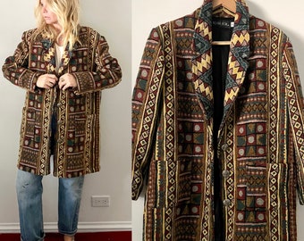 Vintage Tapestry Jacket , Oversize Tapestry Blazer