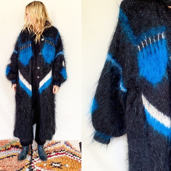 Vintage Mohair Lurex Sweater Coat , Oversize Cardi