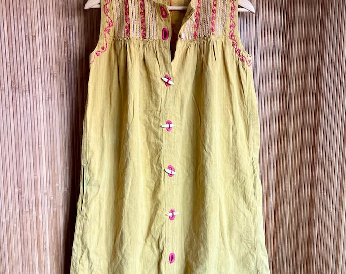 Vintage 60s Embroidered Mexican Tunic Dress - Bohemian Rare Short Sundress