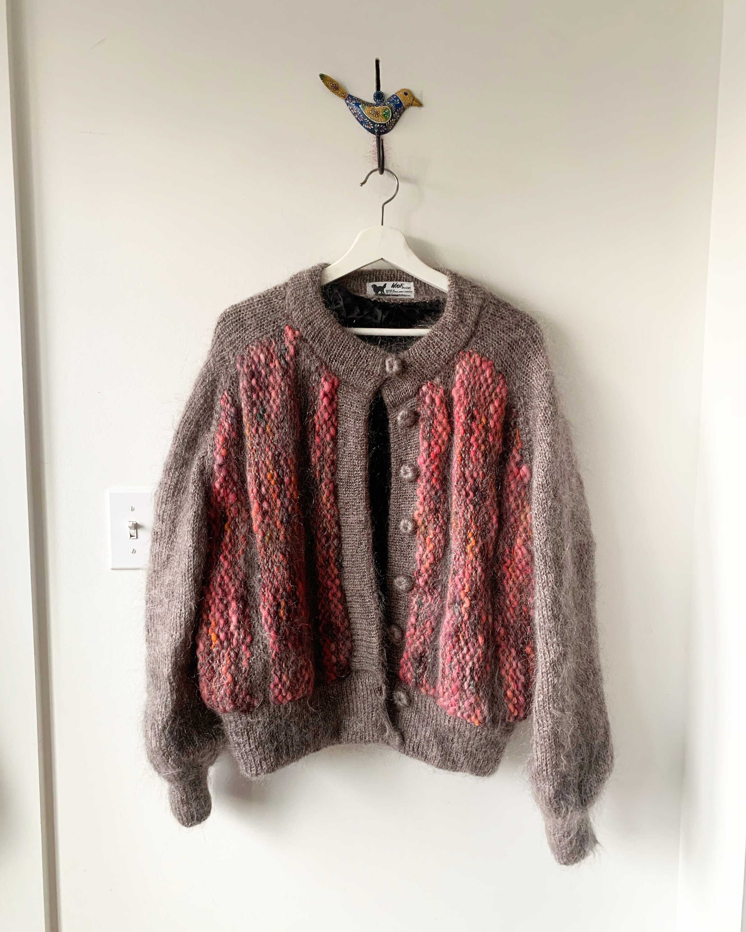 Vintage Knit Jacket , Mohair Bomber Jacket , Sweater Jacket