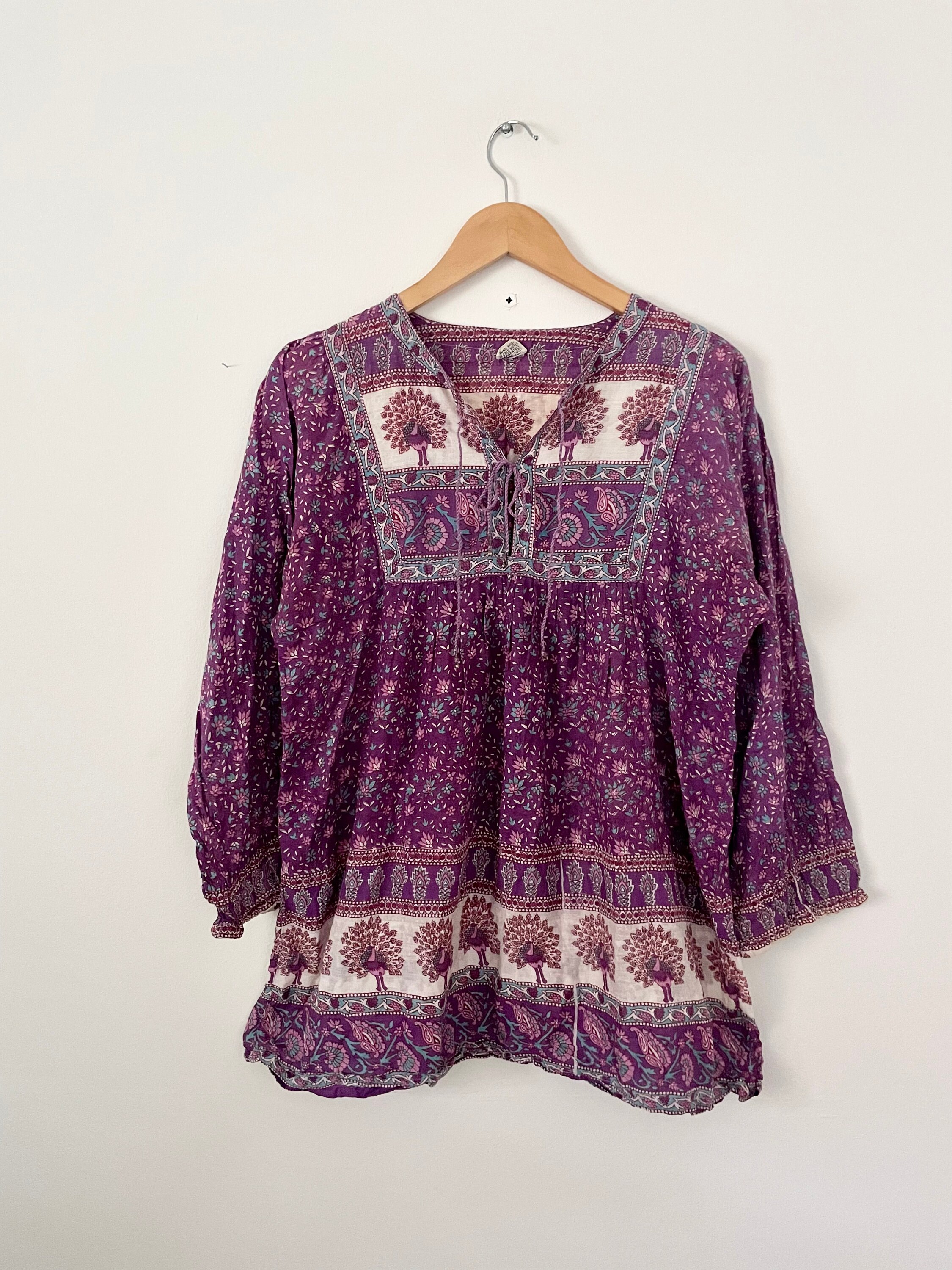 Vintage Indian Cotton Gauze Blouse , Gauze Top , Block Print India Blouse