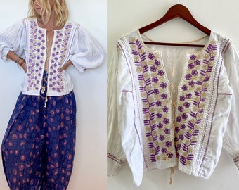 Hand Embroidered Chiapas Top Jacket, Ethnic Embroidered Blouse , Chiapas Top