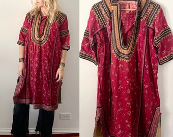 Vintage Embroidered India Tunic, Vintage Kurta