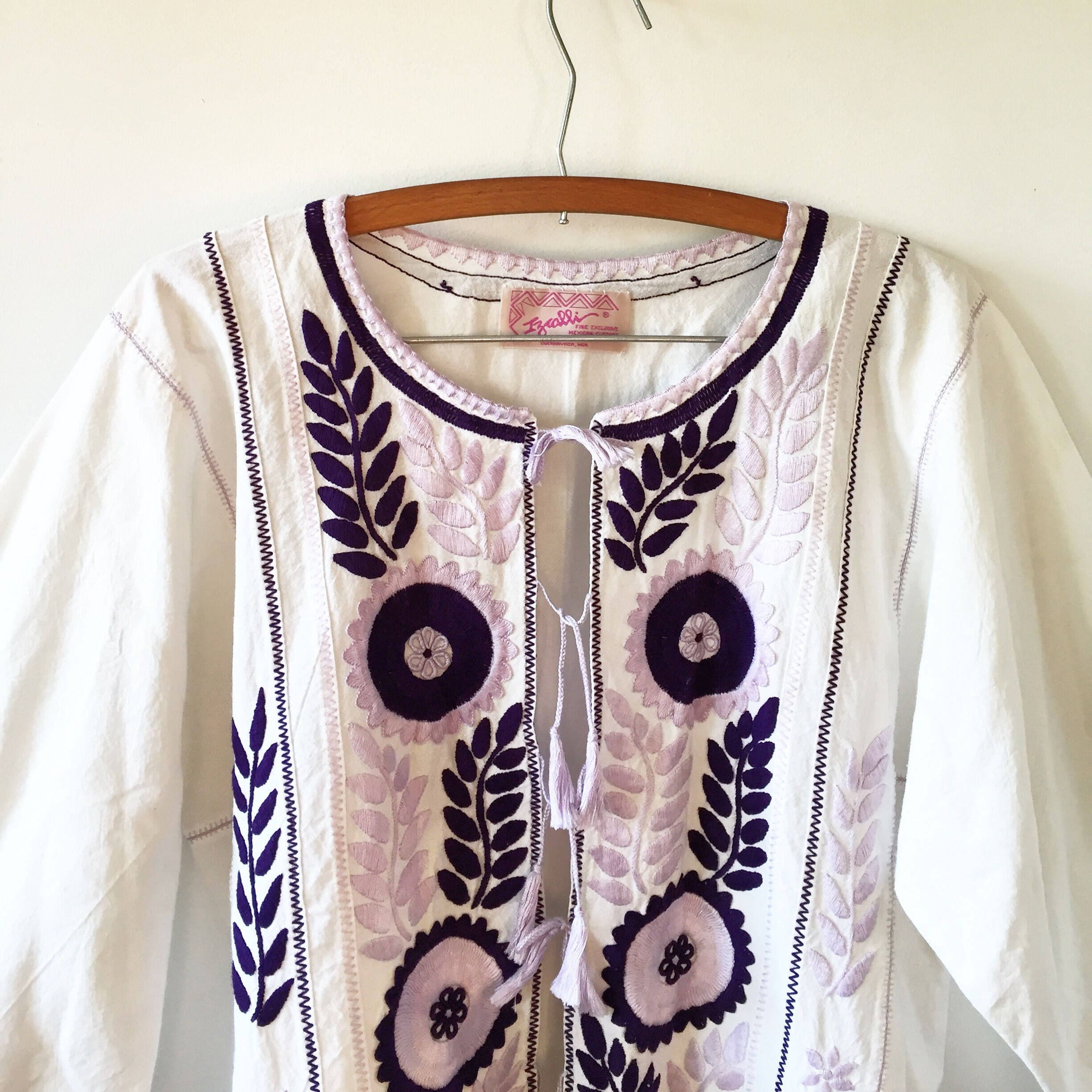 Vintage Mexican Embroidered Ikat Jacket , Puebla Tassed Jacket ...