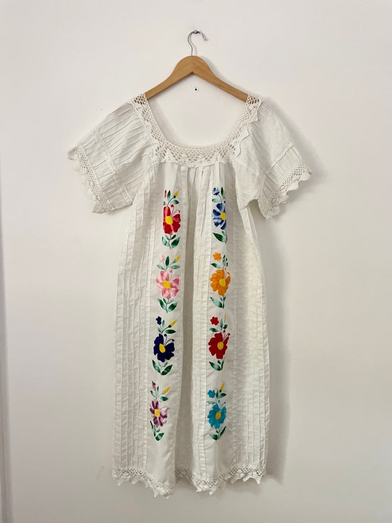 Vintage Mexican Embroidered Wedding Dress , Hand … - image 3