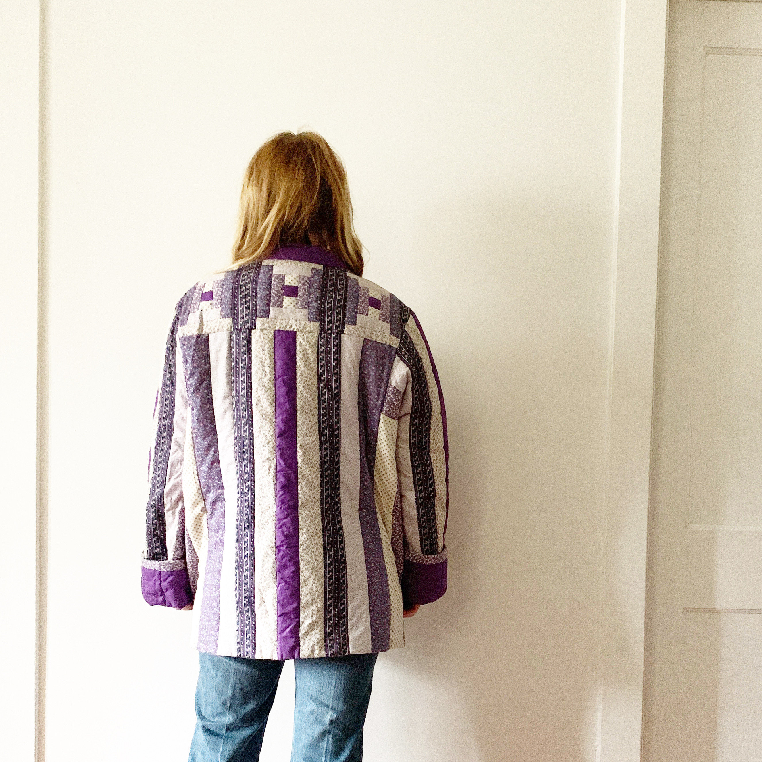 Vintage Handmade Patchwork Quilt Jacket , Folk Quilted Jacket