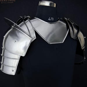 Medieval Knight Gorget and Pauldron Set- 20-Gauge Steel LARP Armor.