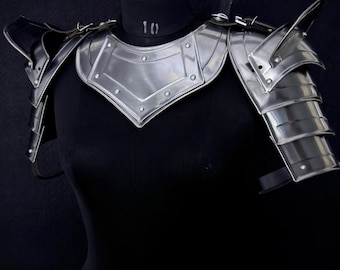 Medieval Knight Gorget and Pauldron Set- 20-Gauge Steel LARP Armor.