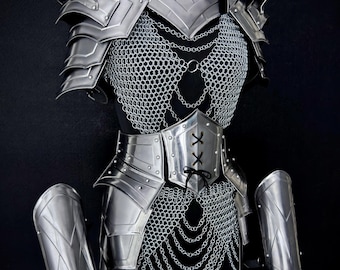 Mittelalterliche Ritterin Stahl Rüstung Set: LARP Cosplay Rüstung Renaissance Reenactment, Geschenkartikel.