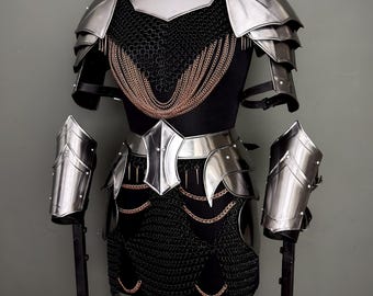Medieval Steel Armor Set with Chainmail – Full Body Knight Armor Costume, LARP Cosplay Renaissance