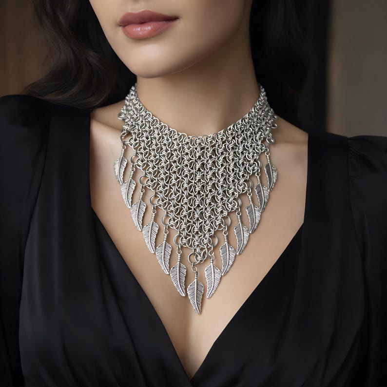 Mittelalter-Ritter-Damenrüstung, Kettenrüstung LARP, Cosplay, Reenactment, Set Necklace
