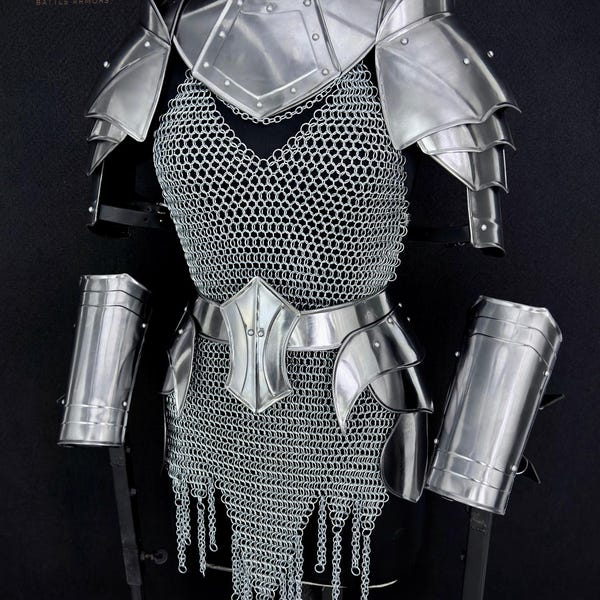 Medieval Female Knight Steel Armor Set – LARP, Cosplay, Renaissance Fair, Reenactment Costume Gift Item.