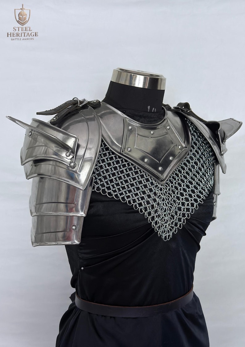 Medieval armor,
LARP armor,
fantasy armor,
Knight armor,
Cosplay armor,
Gift item,
Renaissance Armor,
Chainmail Armor,
Birthday gift,
Gorget and pauldron,
Halloween Armor,
Leg and bracer,
Reenactment Armor,