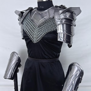 Medieval armor,
LARP armor,
fantasy armor,
Knight armor,
Cosplay armor,
Gift item,
Renaissance Armor,
Chainmail Armor,
Birthday gift,
Gorget and pauldron,
Halloween Armor,
Leg and bracer,
Reenactment Armor,