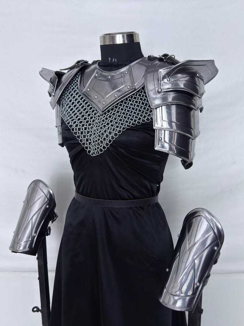 Medieval armor,
LARP armor,
fantasy armor,
Knight armor,
Cosplay armor,
Gift item,
Renaissance Armor,
Chainmail Armor,
Birthday gift,
Gorget and pauldron,
Halloween Armor,
Leg and bracer,
Reenactment Armor,