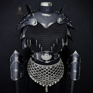 Medieval armor,
Gift for her,
Chainmail armor,
Steel armor,
Cosplay armor,
Gift item,
Renaissance Armor,
fantasy armor,
Knight armor,
Birthday gift,
LARP armor,
Halloween,
Gorget and Pauldrons.