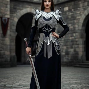 Medieval armor,
Birthdaygift,
LARP armor,
Halloween,
fantasy armor,
Knight armor,
Cosplay armor,
Gift item,
Renaissance Armor,
Steel armor,
Gift for her,
Chainmail armor,
Gorget and pauldron,