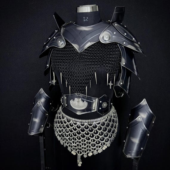 Medieval Women’s Steel Chainmail Knight Armor Set  for LARP, Cosplay, Renaissance Faire Reenactments