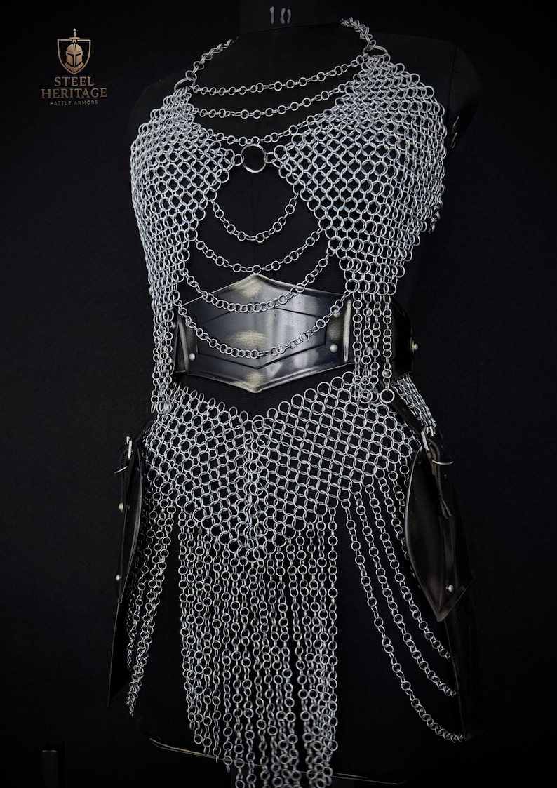 Medieval armor,
Birthdaygift,
LARP armor,
Halloween,
fantasy armor,
Knight armor,
Cosplay armor,
Gift item,
Renaissance Armor,
Steel armor,
Chainmail armor,
Festival outfit,
Female armor,