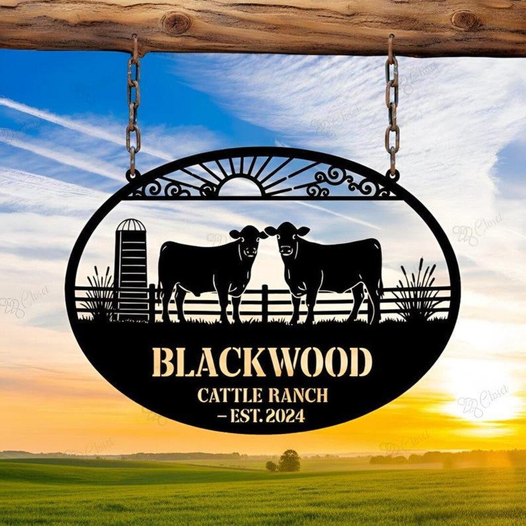 Custom Cattle Ranch Sign Personalized Cattle Ranch Metal Sign | Custom Farm Ranch Name Hanging ...