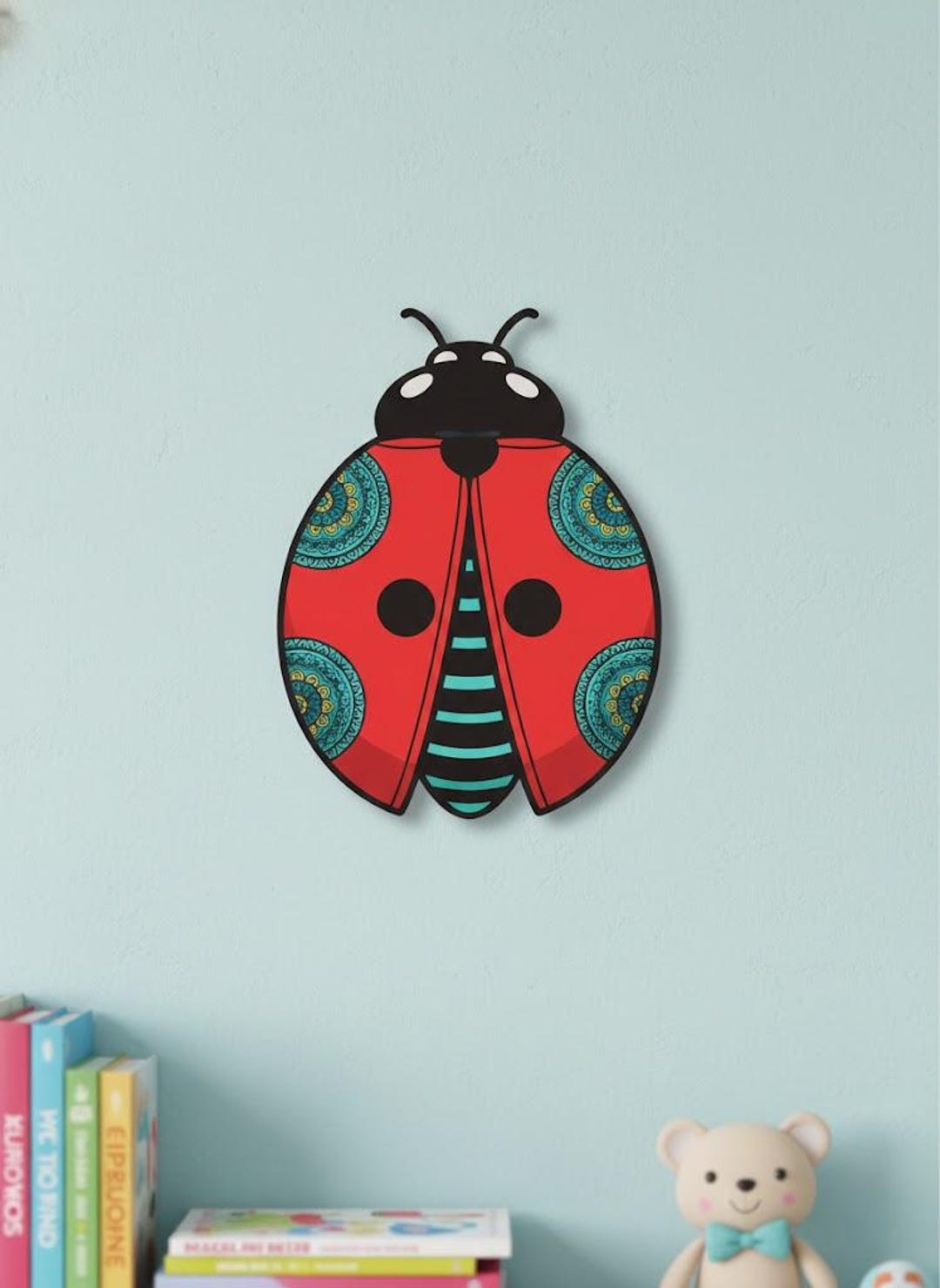 Colorful Ladybug Wall Art, Cute Kids Room Decor, Boho Nursery Wall ...