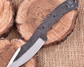 8'' 1095 Steel Drop Point Skinner Blade Blank | Hand Forged Hunting Knife Making Supply