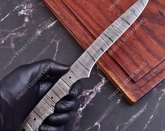 13'' Full Tang fish fillet knife Blank | Damascus Steel | DIY Knife Making Supply | Forged High Carbon Steel | Blacksmith Unfinished Knife