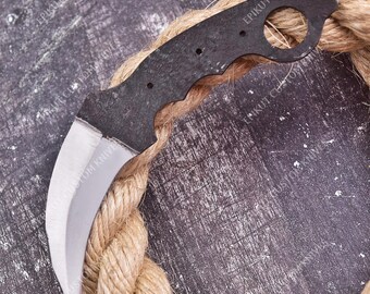 8" Hand Forged Karambit Knife Blank | 1095 Carbon Steel, Damascus Steel DIY Knifemaker Tool