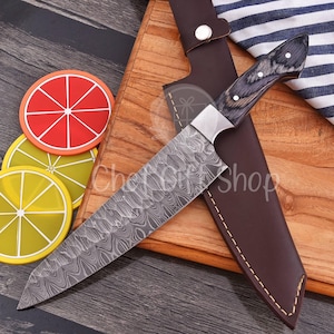 Hand Forged Damascus Chef Knife, Handmade Kitchen knife, Steel Chef knives, Cooking knife, Kitchen knives, Anniversary & Birthday gift USA