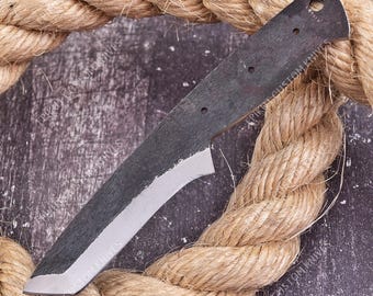 Hand Forged Tanto Skinner Knife Blank | 1095 Carbon Steel, Damascus Steel Blade