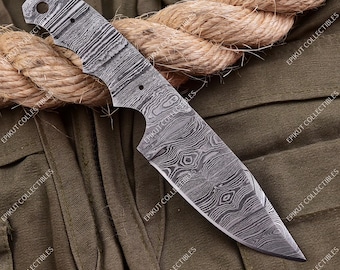 8" Handmade Damascus Steel DIY Skinner Knife blank Knife Blank Forged Blade for Knife Making Hunting , Chef & Custom Knife Supply