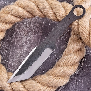8" Hand Forged Tanto Skinner Knife Blank | 1095 Carbon Steel | Hunting Knife Blank | Field Dressing Blade | Deer Processing | DIY Knifemaker