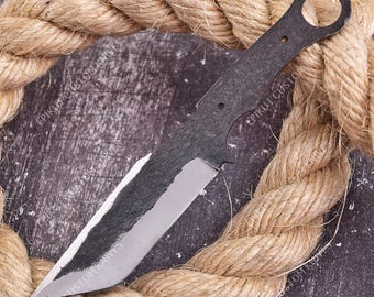 8" Hand Forged Tanto Skinner Knife Blank | 1095 Carbon Steel | Hunting Knife Blank | Field Dressing Blade | Deer Processing | DIY Knifemaker
