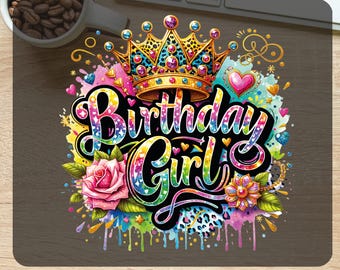 Drip Birthday Girl Ready To Press, Colorful Crown Birthday Princess Dtf Transfers