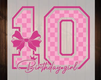 Birthday Girl Ribbon Ready To Press, 10th Birthday Dtf Transfers
