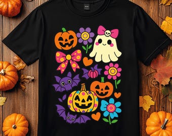 Halloween Floral Pumpkin Ready To Press, Fall Vibes Only Dtf Transfers, Fall Season Design Dtf, Floral Boho Ghost  Dtf