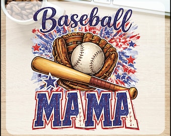 Distressed Patriotic USA Baseball Mom Ready To Press, American Flag Baseball Mama Dtf Transfers