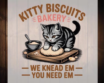 Kitty Biscuits Bakery Cat Kneading Ready To Press, Cat Biscuit Maker Dtf Transfers