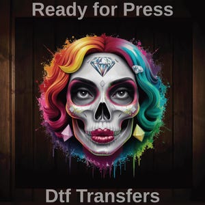 Neon Girl Skull Ready To Press, Zombie Girl Dtf Transfers, Neon Dripping Skull Dtf, Creepy Girl Skull, Cute Spooky Halloween Girl Dtf