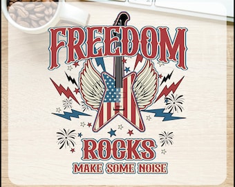 Freedom RocksMake Some Noise Ready To Press, Patriotic Guitar Dtf Transfers