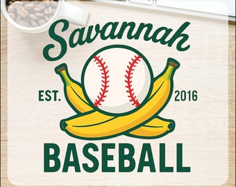 Savannah Baseball Bananas Est. 2016 Ready To Press, Gift For Baseball Lover Dtf Transfers, Sports Team Mascot, Matching Mom Daughter