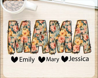 Flower Mama Doodle Letter Heart Ready To Press, Personalized Mama with Kids Dtf Transfers, Wildflowers Mothers Day, Happy Mothers Day Dtf