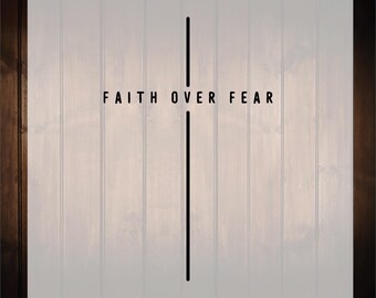 May include: A white background with a vertical black line and the words "FAITH OVER FEAR" in black. The words "Ready for Press" and "Dtf Transfers" are also in black.